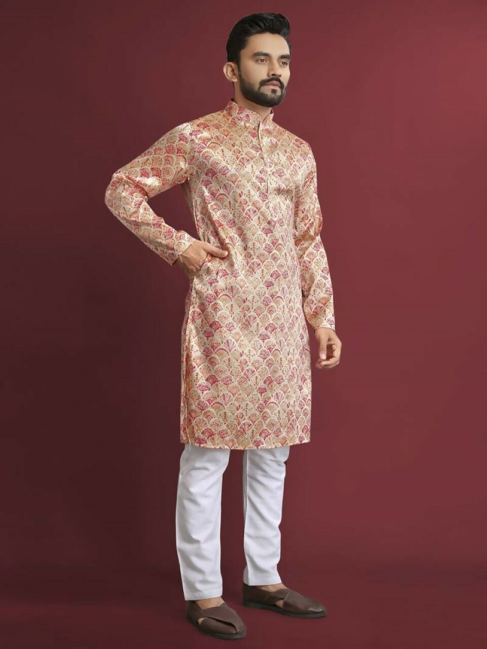 Anaita Multicolour Printed Pure Silk Straight Kurta - Distacart