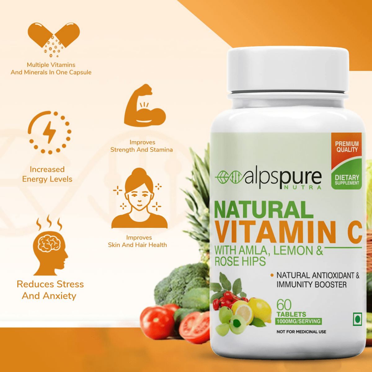 Alpspure Nutra Natural Vitamin C Tablets - Distacart