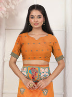 Thumbnail for Astita Silk Blend Orange Saree