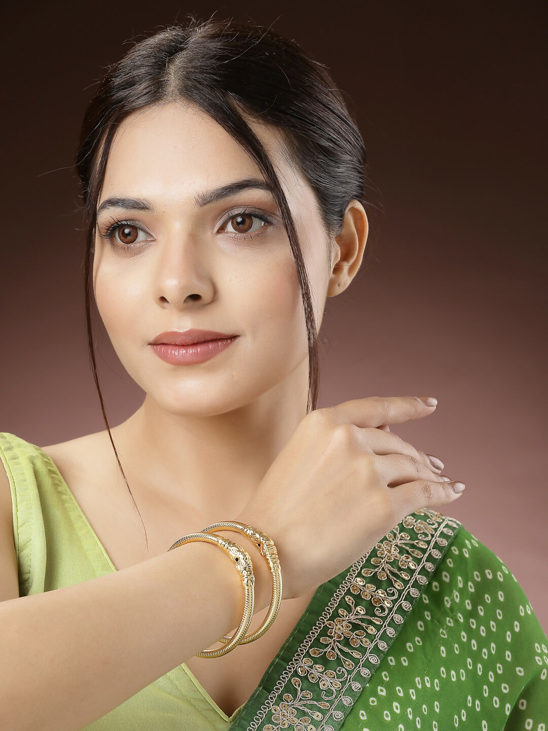 NVR Women's Set of 2 Gold-Plated Handcrafted Traditional Bangles - Distacart