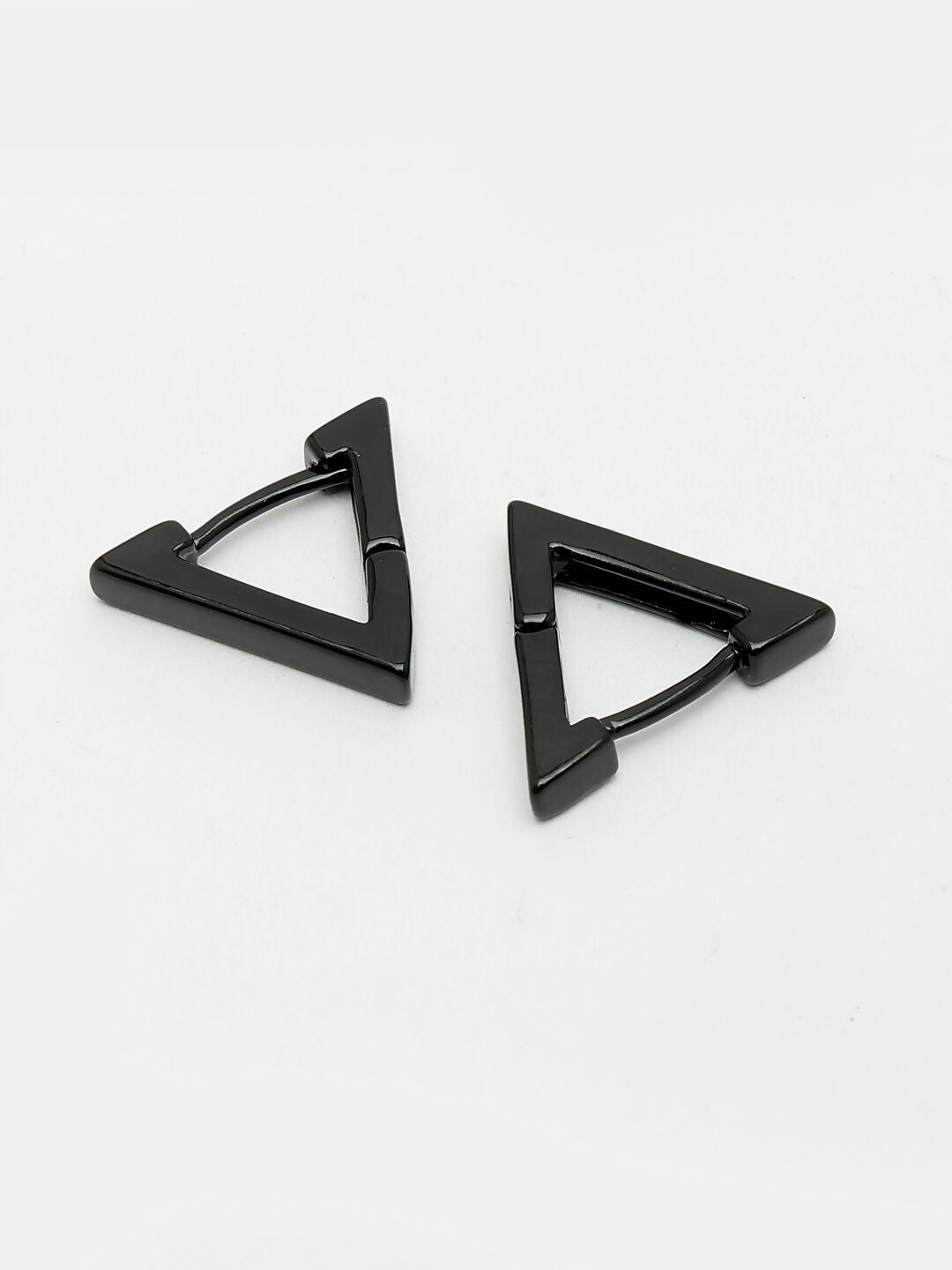 NVR Men's Black Rhodium-Plated Geometric Shape Stainless Steel Studs Earring - Distacart
