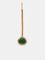 Thumbnail for Ruby Raang Gold Polished Green Stone Kundan Maang Tikka