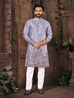 Thumbnail for Anaita Purple Multi Thread Work Silk Straight Kurta - Distacart