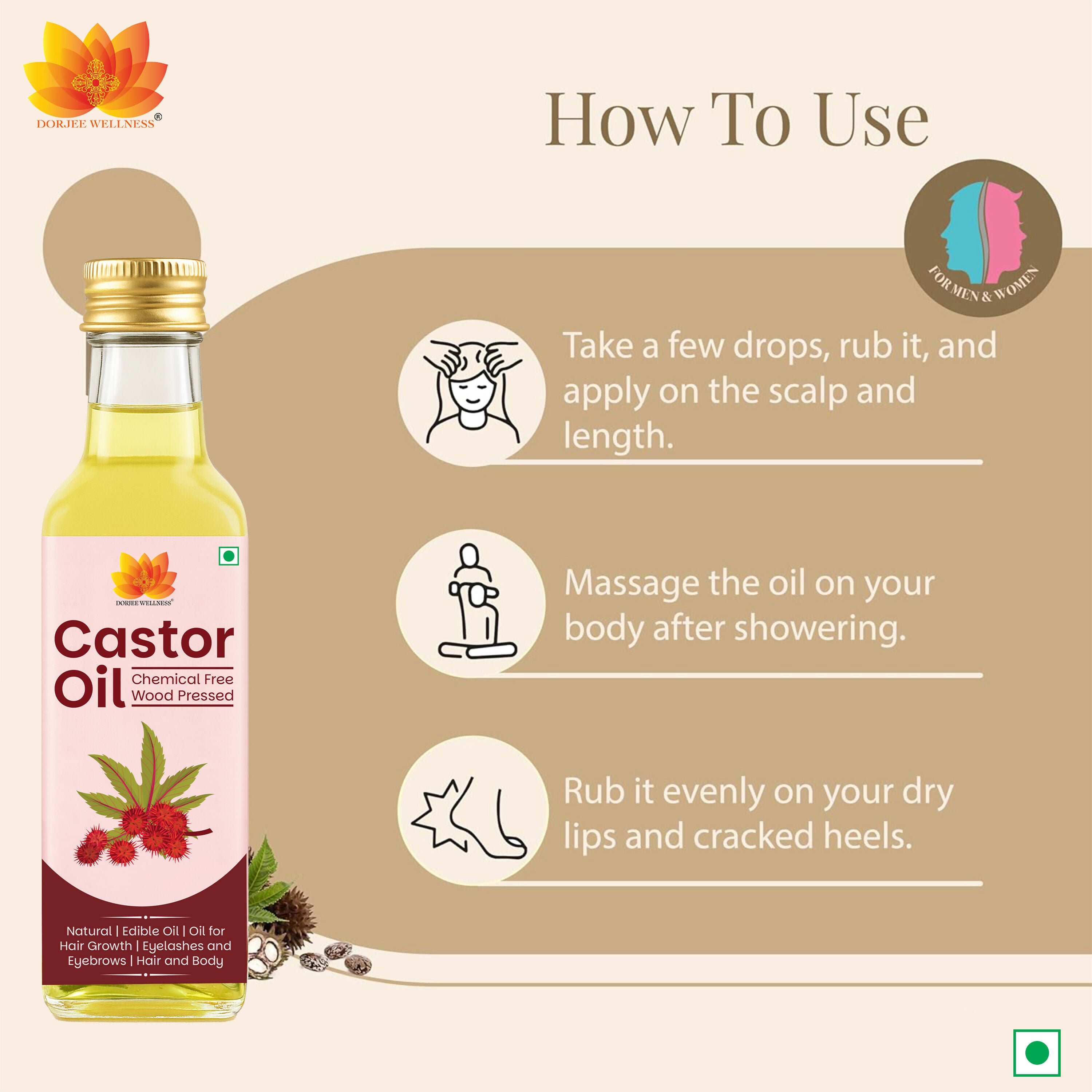 Dorjee Wellness Wood Pressed Castor Oil