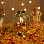 Thumbnail for Not Available Pure Brass Akhand Jyot Diya with Borosilicate Glass Cover - Dista