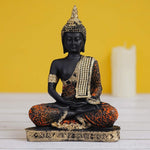 Thumbnail for eCraftIndia Golden, Orange, and Black Polyresin Meditating Lord Buddha Statue - Distacart