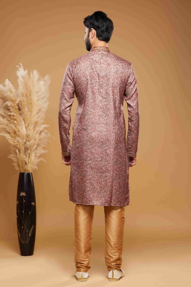 Raivat Ethnic Art Silk Digital Print Pintux Work Kurta Pajama In Onion Pink Colour - Distacart