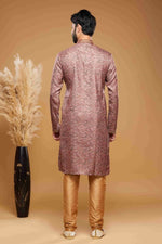 Thumbnail for Raivat Ethnic Art Silk Digital Print Pintux Work Kurta Pajama In Onion Pink Colour - Distacart