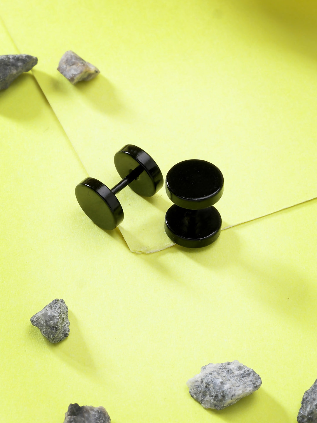 NVR Men's Black Rhodium-Plated Metal Studs Earring - Distacart