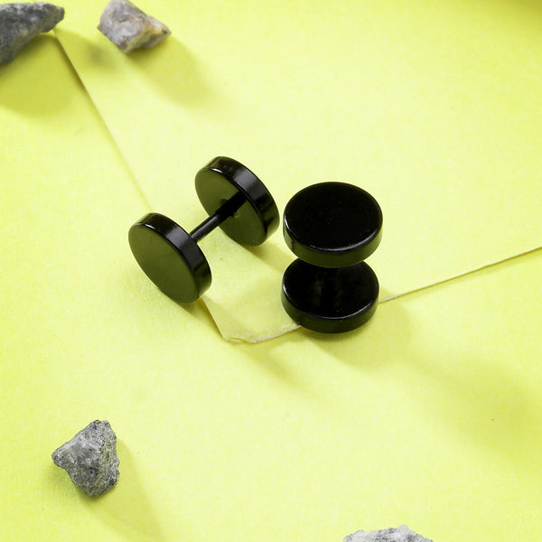 NVR Men's Black Rhodium-Plated Metal Studs Earring - Distacart