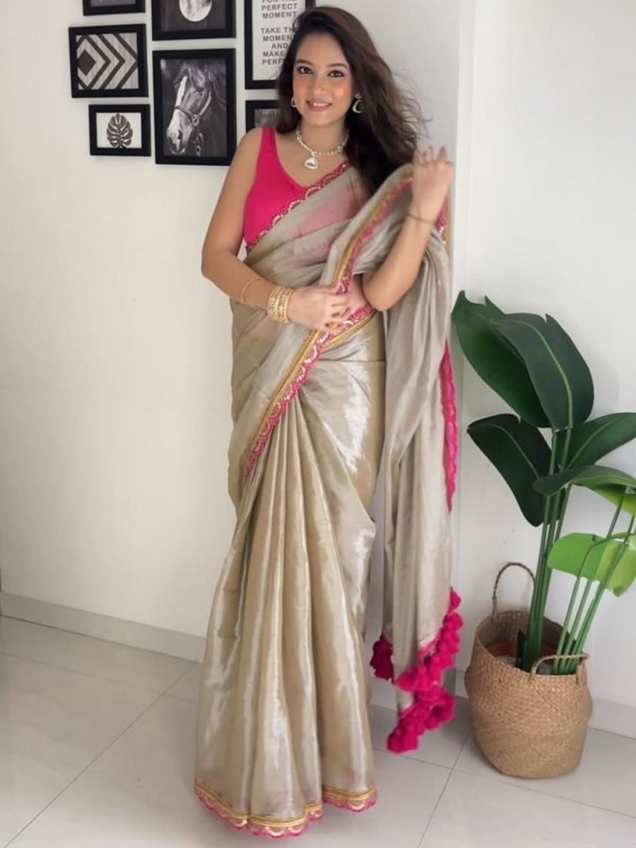 Anouk Embroidered Tissue Saree - Distacart