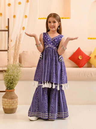 Joban Fashion Girl's Blue Color Sharara Set