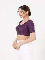 Thumbnail for Joban Fashion Wine Taffeta Silk Elbow Sleeveless Front Open Blouse