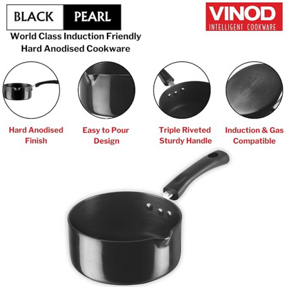 Vinod Black Pearl Hard Anodised Saucepan - Dista