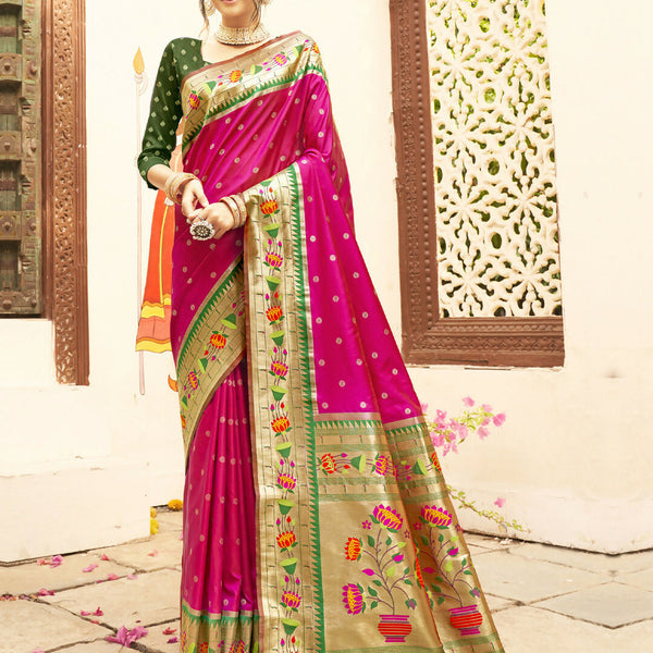Astita Silk Blend Magenta Saree