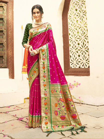 Shree Shyam Fashion Silk Blend Magenta Saree - Distacart