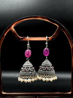 Thumbnail for Joban Fashion Women Pink Black Polish Antique Look Earring - Distacart