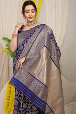 Thumbnail for Jyoti Fashion Women's Navy Blue Kanjivaram Silk Zari Woven Saree with Blouse - Distacart