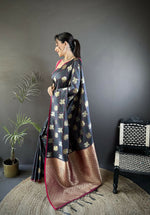 Thumbnail for Joban Fashion Grey Elephant Motif Soft Silk Banarasi silk Saree - Distacart