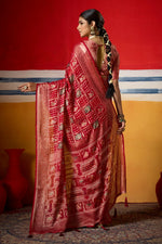 Thumbnail for Joban Fashion Red Dull Moss Brasso Saree