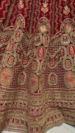 Thumbnail for Jyoti Fashion Women's Rani Pink Velvet Multi Thread Embroidered with Zircon Diamond Wedding Lehenga Choli - Distacart