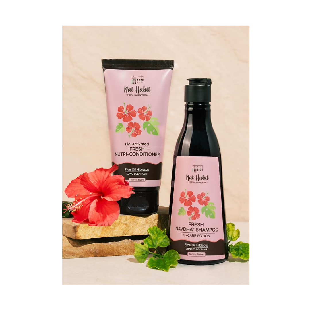 Nat Habit Hibiscus Navdha Shampoo & Nutri-Conditioner - Distacart