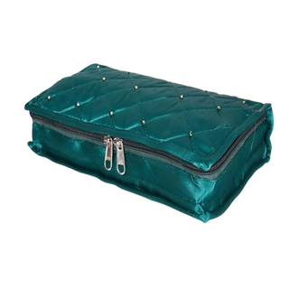 Asmaani 7 Pocket Green Satin Jewellery Kit