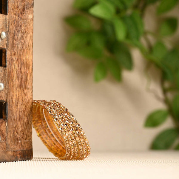 Afast Elegant Bridal & Wedding Party Fashion Bangle/Kada Set, Gold, Glass, Pack Of 12 Model No- A10 - Distacart