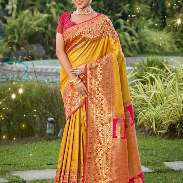 Astita Banarasi Silk Yellow Saree