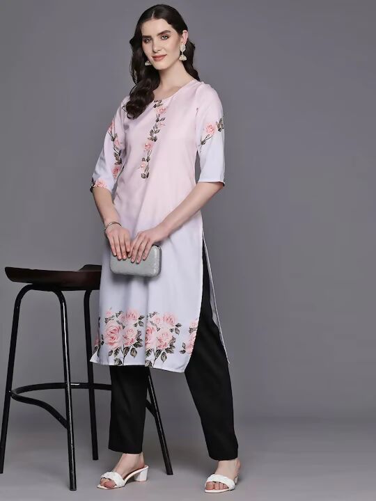 Ahalyaa Women's Traditional wear Kurta - Pink - Distacart