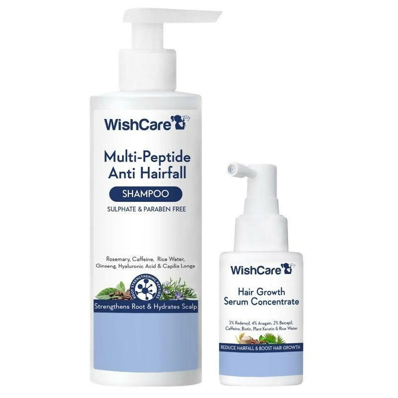 Wishcare Hair Growth Serum Concentrate + Multi Peptide Anti Hairfall Shampoo Combo - Distacart