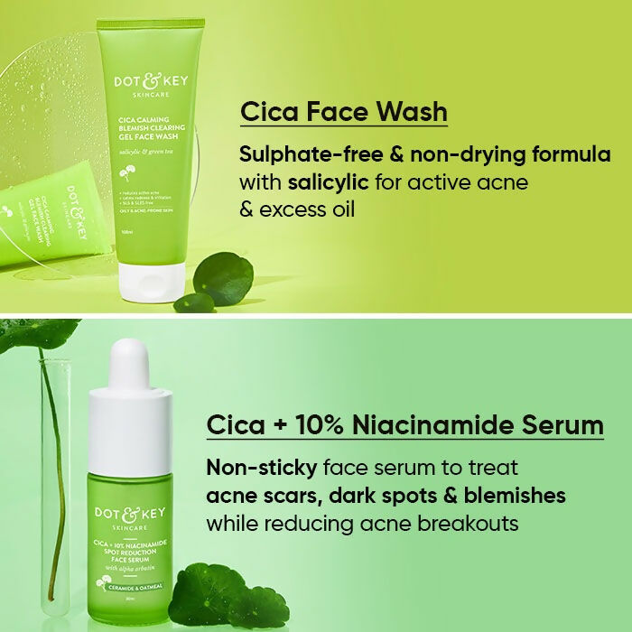 Dot & Key Cica + Niacinamide C + E CSM (Cleanser, Serum, Moisturizer) Routine for Oily & Acne Prone Skin - Distacart