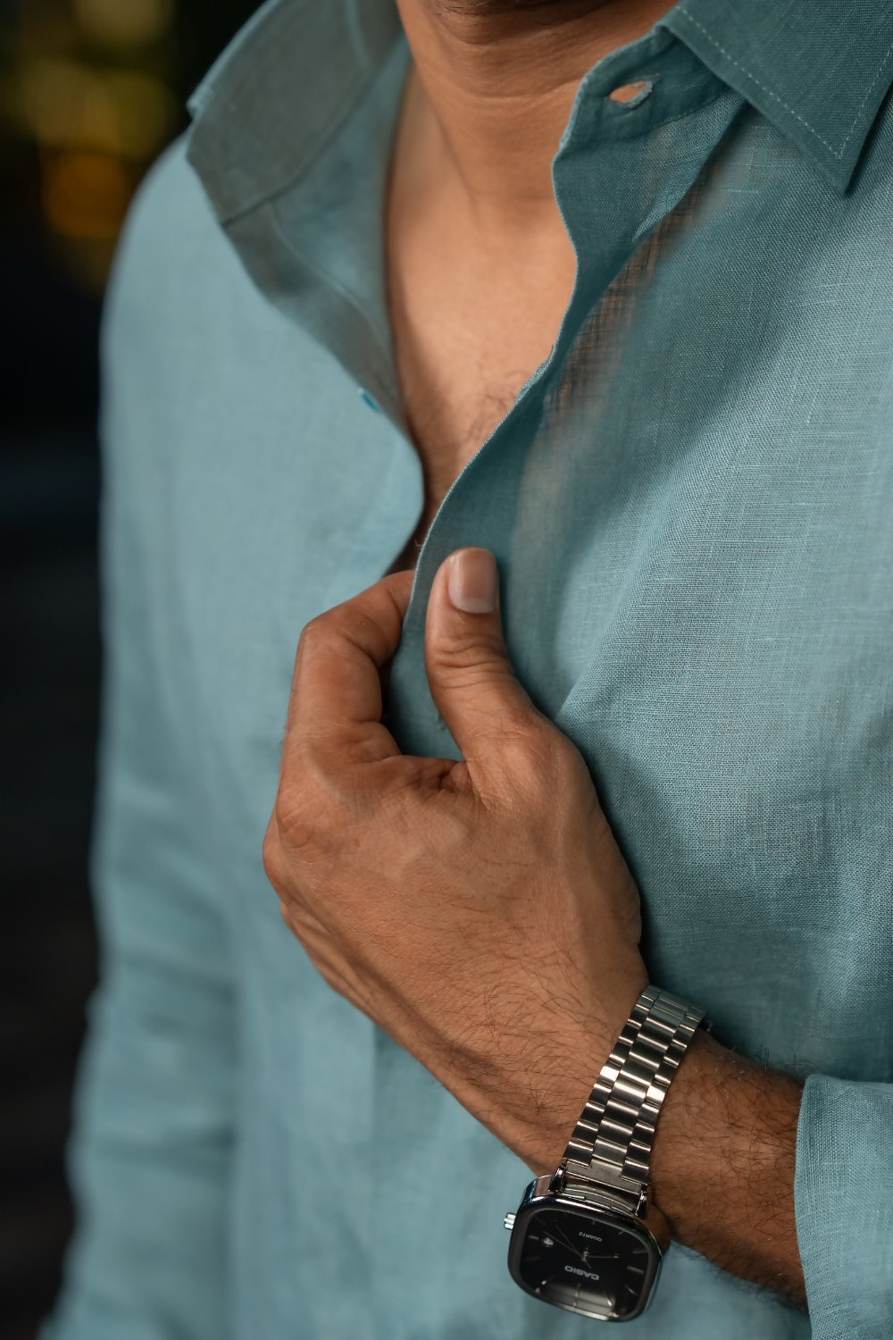 Linen See Blue Azure Breeze Shirt By Hilo Design