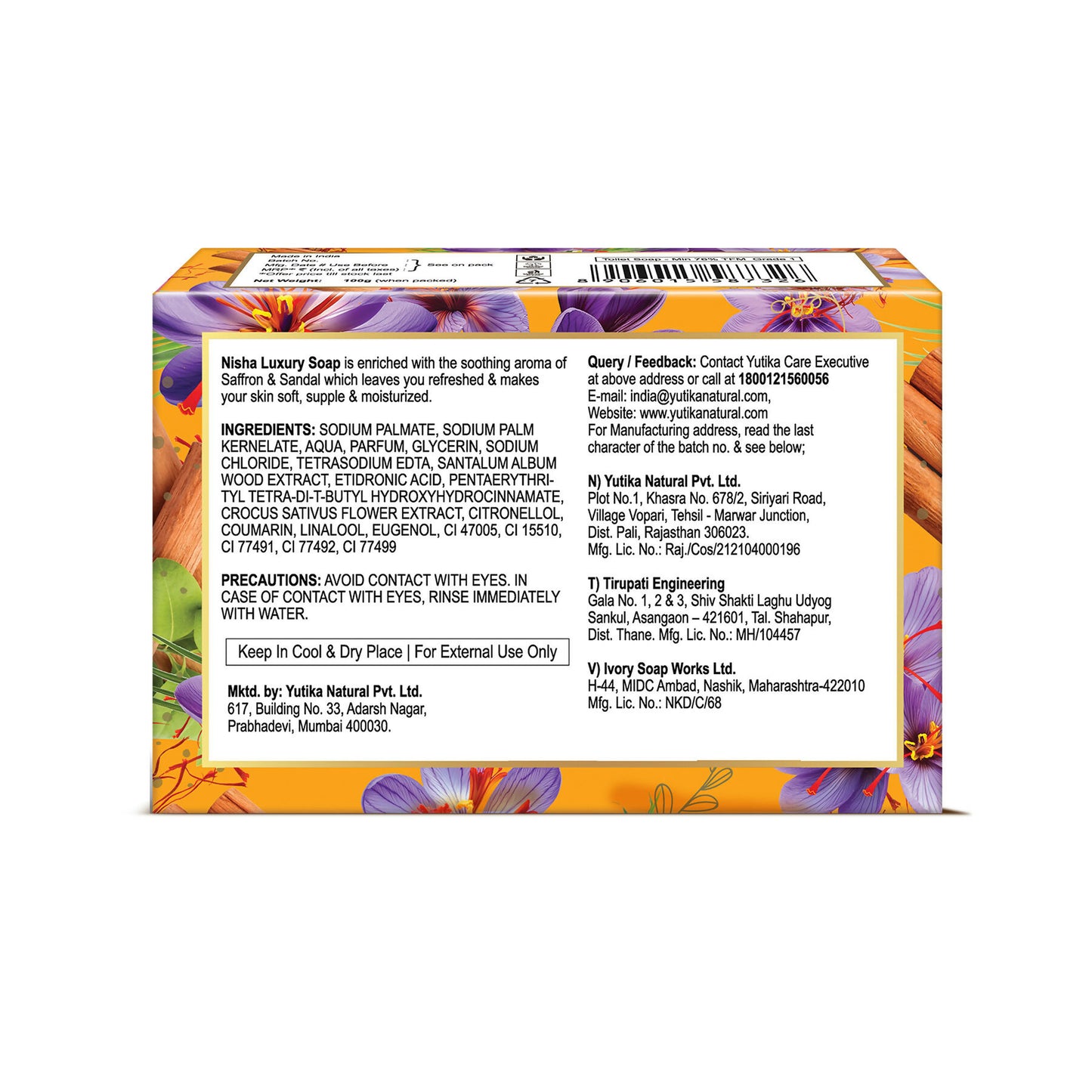 Nisha Soaps for Bath -Saffron & Sandal - Distacart