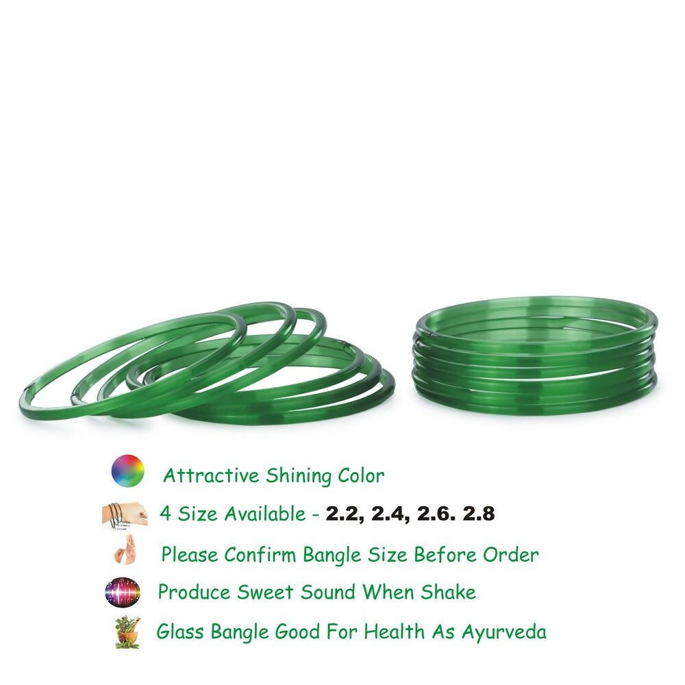 Afast Shining Green Glass Wedding, Party, Daily Use Bangle Set, Set Of 12 - Distacart