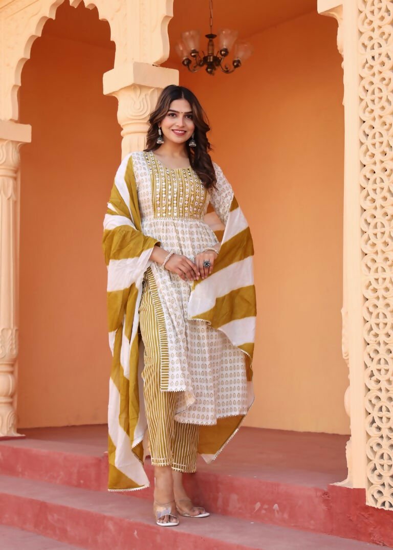 Alvano Printed 3Pcs Kurti Set for Women's and Girls Rayon - Distacart