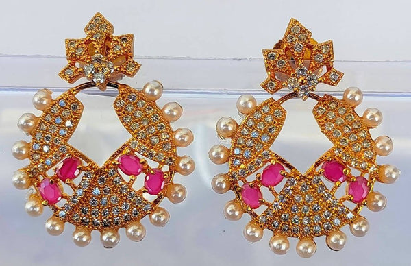 AD Ruby Designer White Stone Earrings - Distacart
