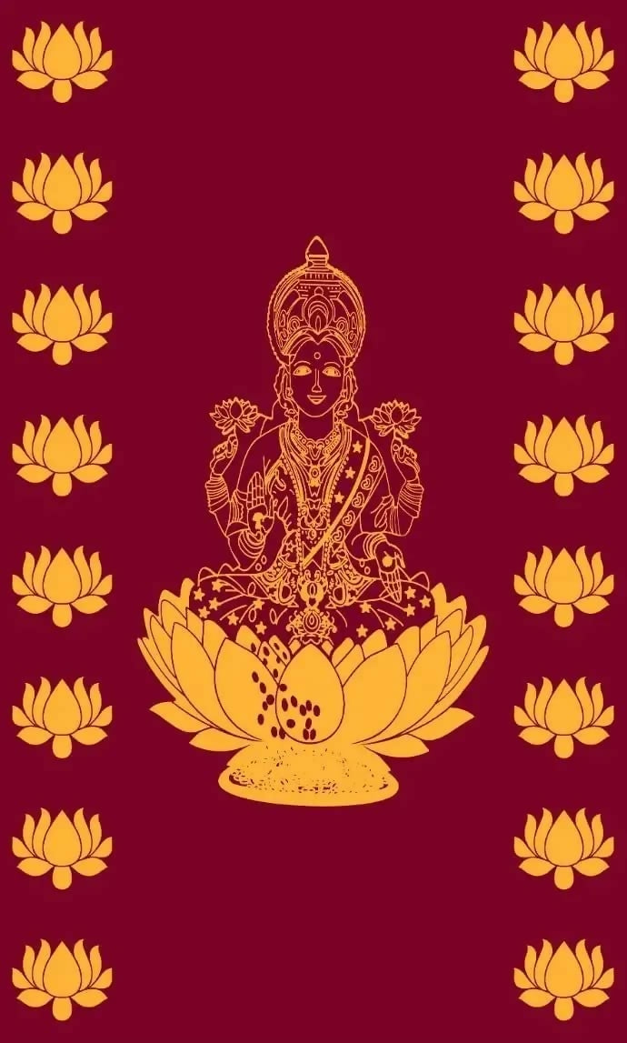 Sri Yagnaa M 20 – Maroon Lakshmi Devi Pooja Backdrop Cloth, 5 x 8 Ft - Dista