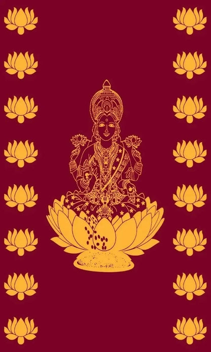 Sri Yagnaa M 20 – Maroon Lakshmi Devi Pooja Backdrop Cloth, 5 x 8 Ft - Dista