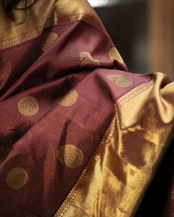 Preksha Creation Banarasi Saree With Zari Work - Brown - Distacart