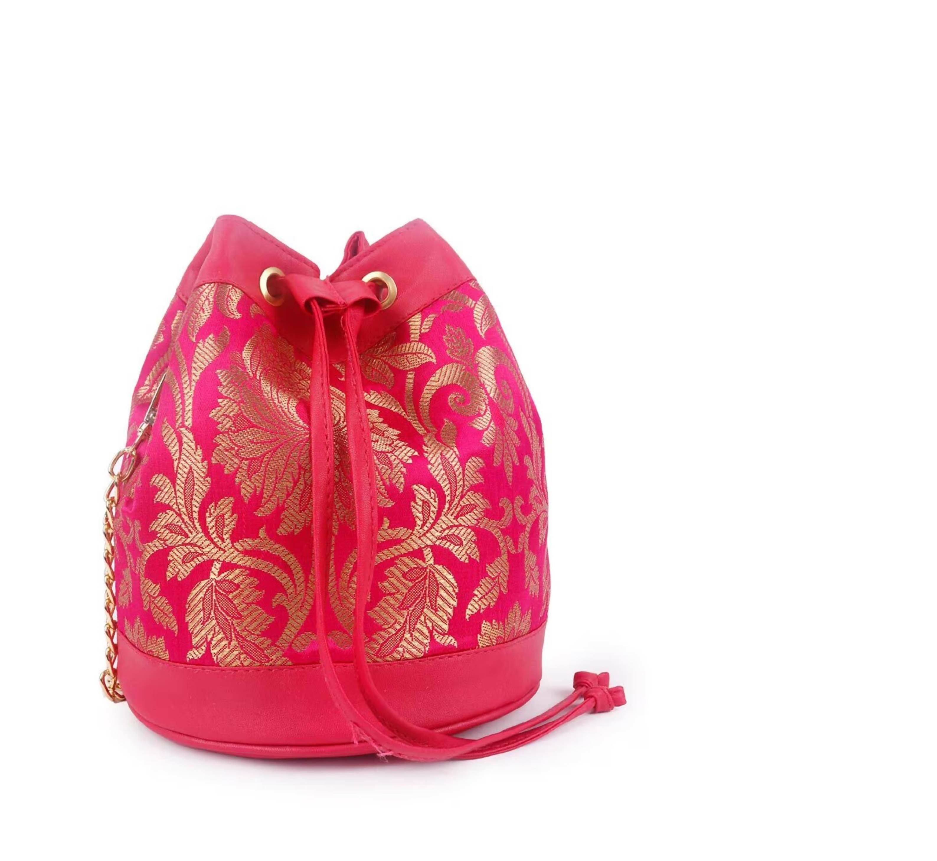Joban Fashion Embroidered Potli Clutch - Pink