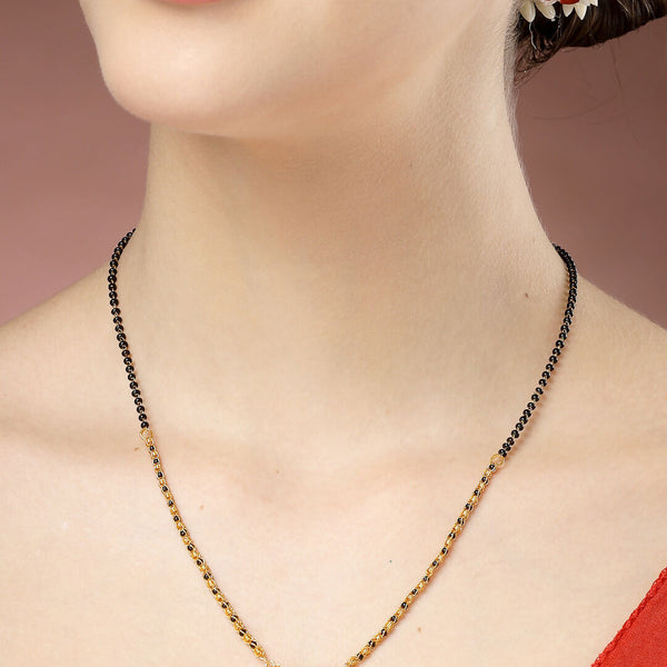 NVR Women's Gold-Polished Black Beaded Mangalsutra - Distacart