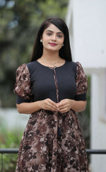 Thumbnail for Preksha Creation Women Top Georgette Fabric With Lining With Digital Print - Black - Distacart