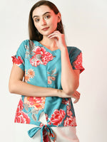 Thumbnail for Myshka Women's Sea Green Printed Top - Distacart