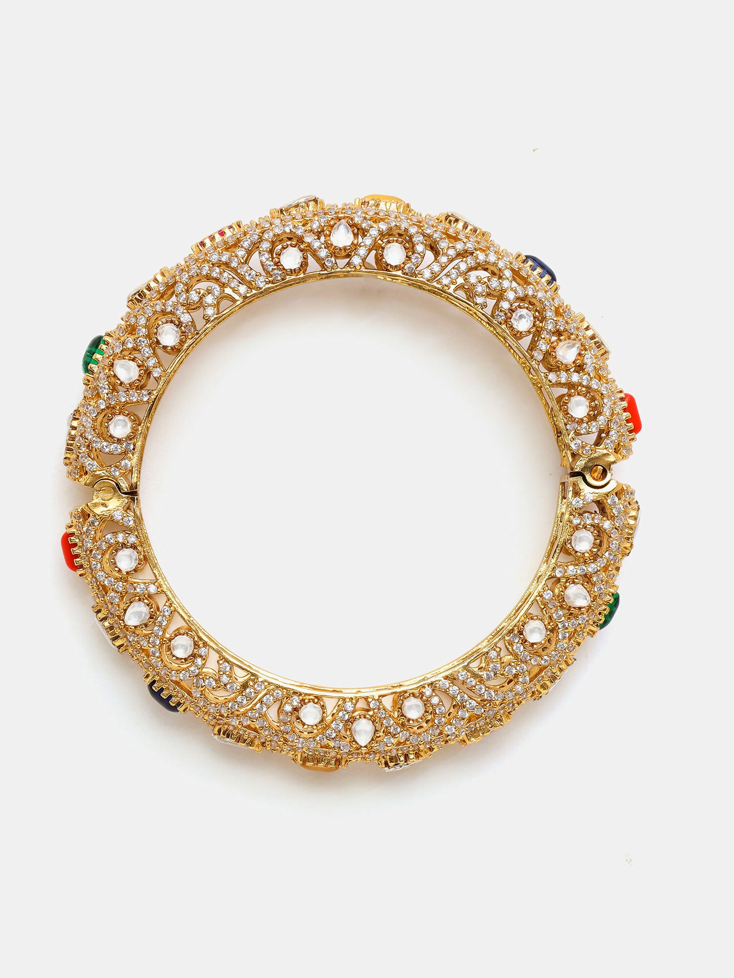 Ruby Raang 22k Gold Polished Multi Kundan Bracelet - Distacart