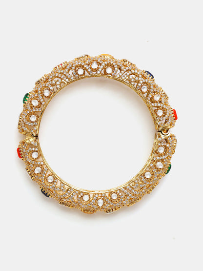 Ruby Raang 22k Gold Polished Multi Kundan Bracelet - Distacart
