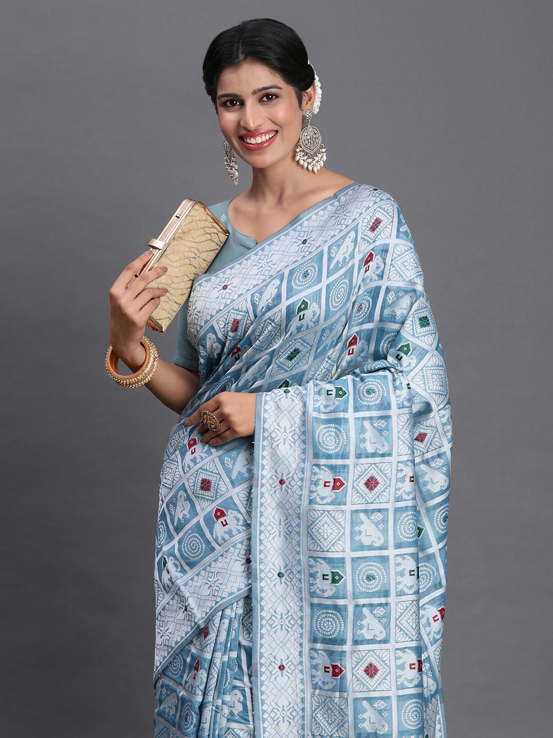 Astita Linen Cotton Sky Blue Saree