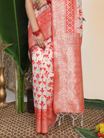 Thumbnail for Astita Linen Cotton Red & White Saree