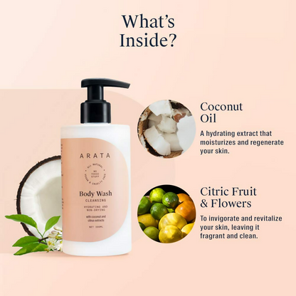 Arata Natural Hydrating & Non-Drying Body Wash With Coconut & Citrus Extracts - Distacart