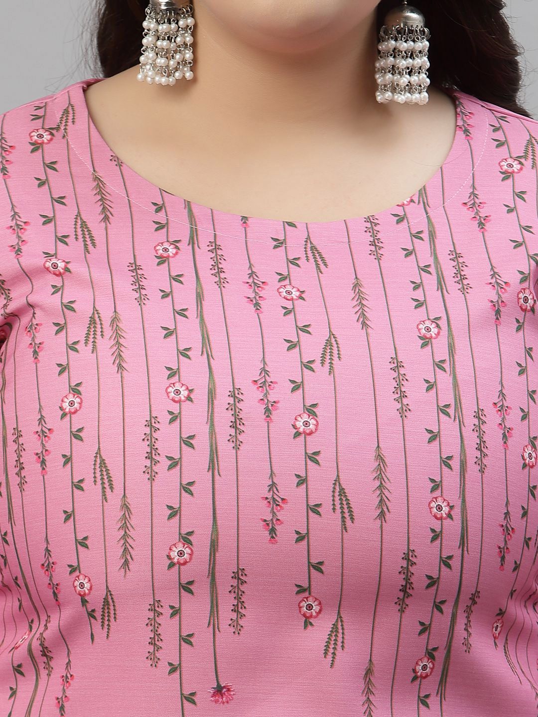 Sztori Plus Size Floral Printed Straight Kurta with Trousers - Distacart